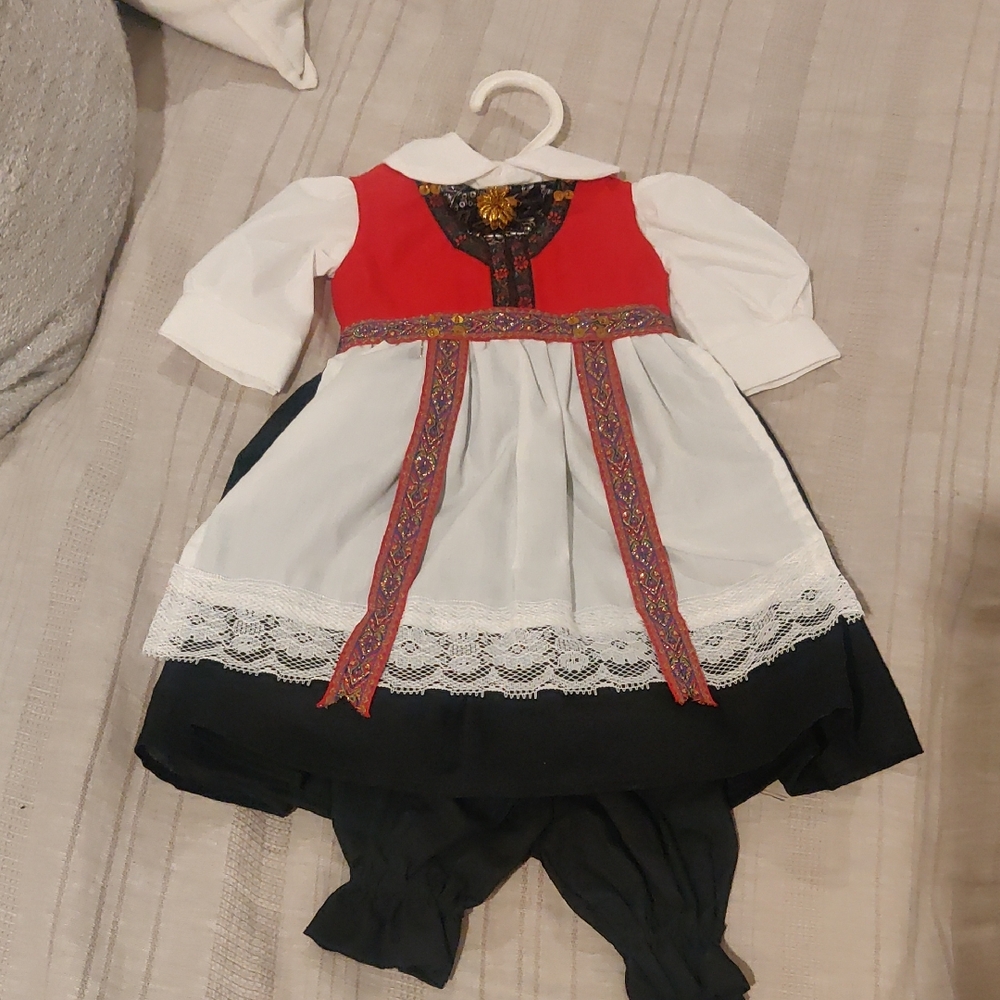 Traditional Red & White Outfit For 18" Doll Cottage Vintage Y2K Girlhoodcore Chi